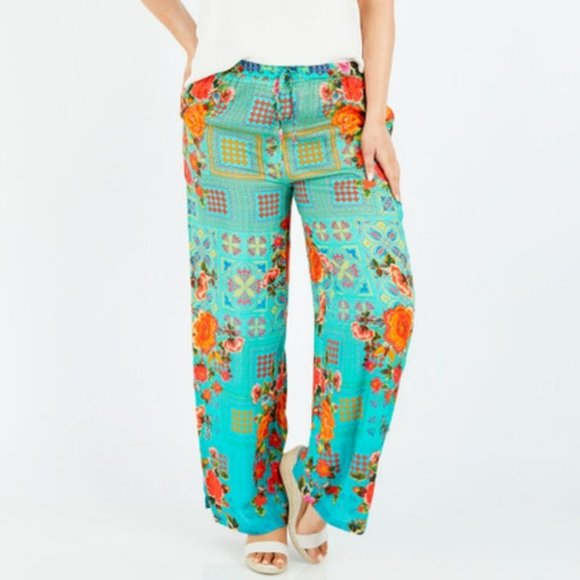 LULA SOUL Aqua Turquoise Capri Wide Leg Pants - Picture 7 of 16